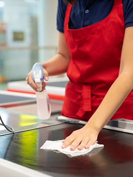 Cleaning machine in the hallway
